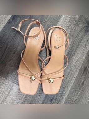 a new day Blush Strappy Square-Toe Heeled Sandals